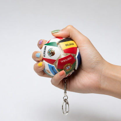 🏆⚽ Officially Licensed World Flag Soccer Fidget Keychain | Pocket Stress Relief Toy