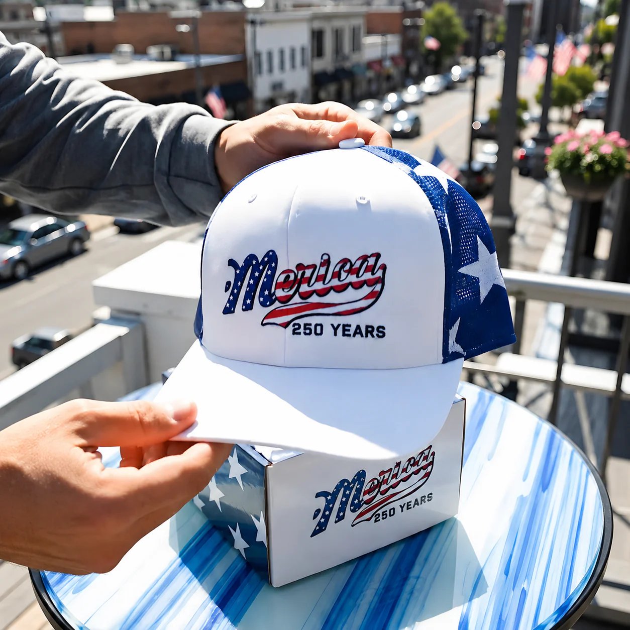 🇺🇸 Merica 250 Years Embroidered Mesh Back Trucker Hat✨(Breathable & Lightweight Comfort & Unisex Fit)