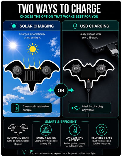 🦇Solar-Powered Bat Night Car Light