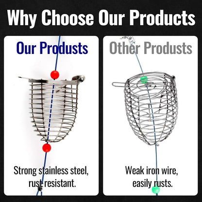 Tyiiplus™ Stainless Steel Fishing Bait Cage Feeder – Durable Fish Attracting Rig Attachment