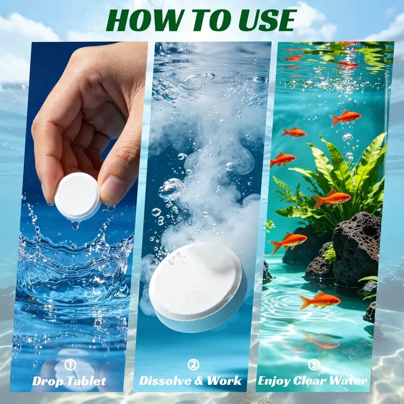 🧪Aquarium Water Purification Tablets | Bio-Safe Effervescent Formula for Crystal Clear Fish Tanks