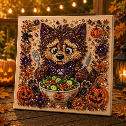 👻Premium 3D Pearl Absurd Halloween Wall Art Kit | Luxury Flocked Canvas with Scratch-Resistant Non-Fading Pearl Beads DIY Funny Spooky Decor 🕷️✨