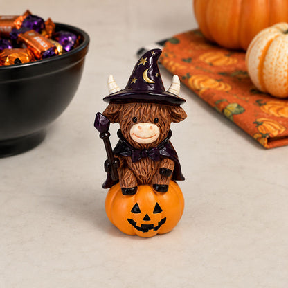 🎃🐮Halloween Highland Cow Witch Ornament
