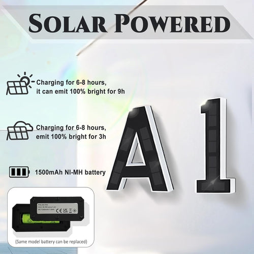 9 Inch Solar-Powered Lighted House Numbers