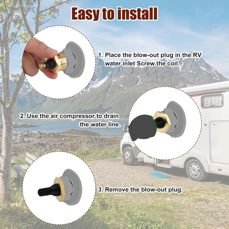Brass RV Blow Out Plugs with Drain Valve