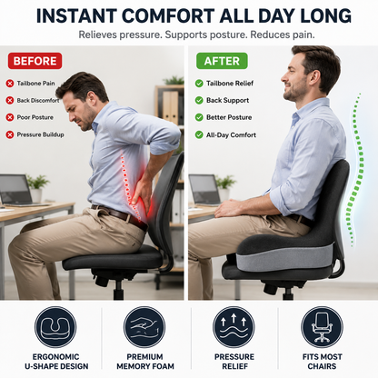 🔥Free Shipping | Sitting All Day? This Cushion Helps Relieve Back & Tailbone Pressure Instantly