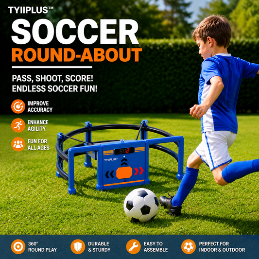 TYIIPLUS™ Soccer Round-About Interactive Soccer Training Game with Auto Scoring, LED Lights & Projector – Indoor & Outdoor Soccer Toy for Kids