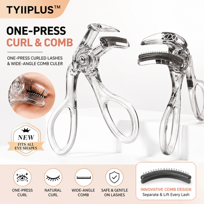 2 PCS TYIIPLUS™ Wide-Angle Eyelash Curler with Comb – No-Pinch Lash Curler for Natural, Lifted Lashes