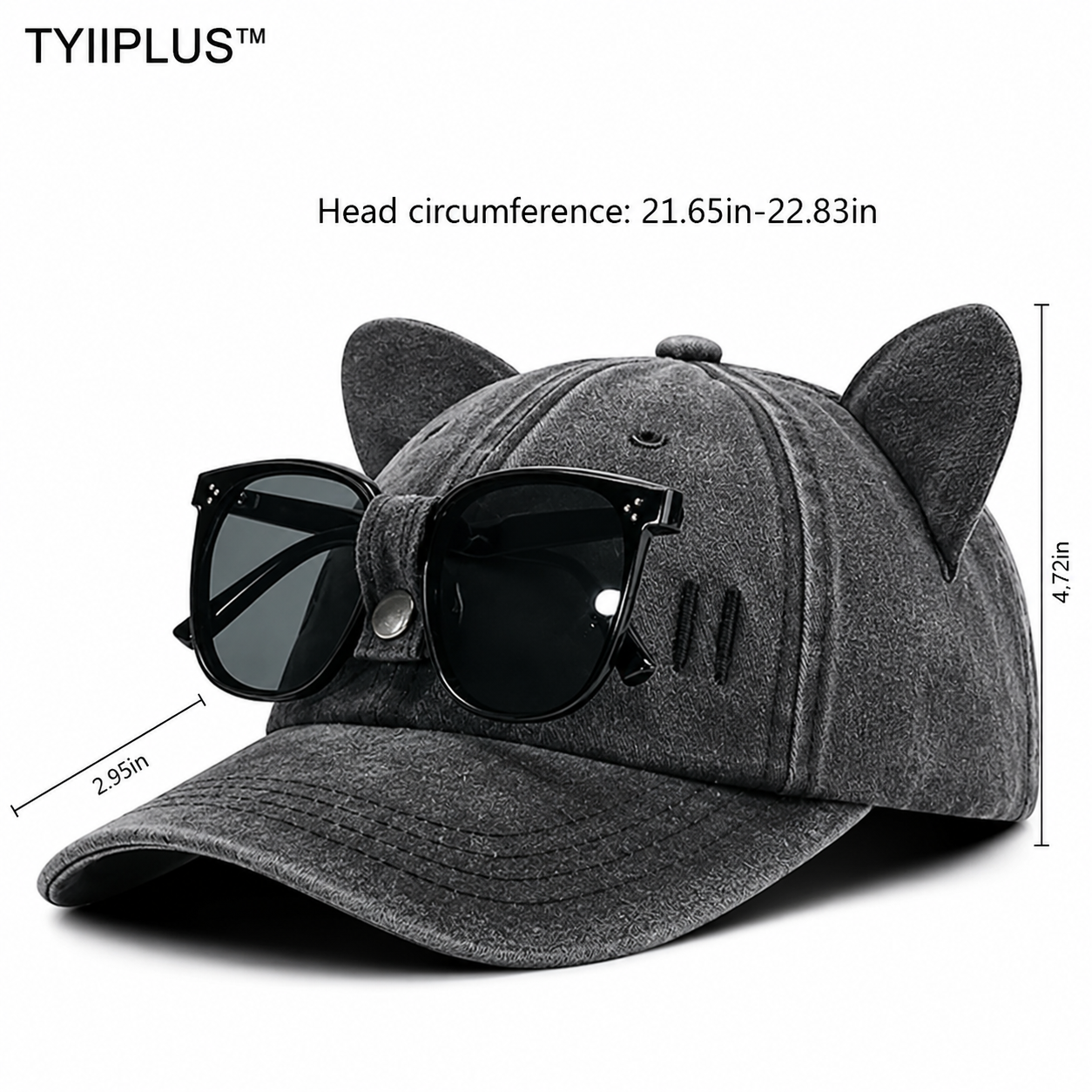 TYIIPLUS™ Y2K Cat Ear Baseball Cap with Detachable Sunglasses