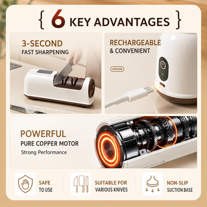 TYIIPLUS™ Rechargeable Diamond Knife Sharpener – 3-Stage Diamond Sharpening System
