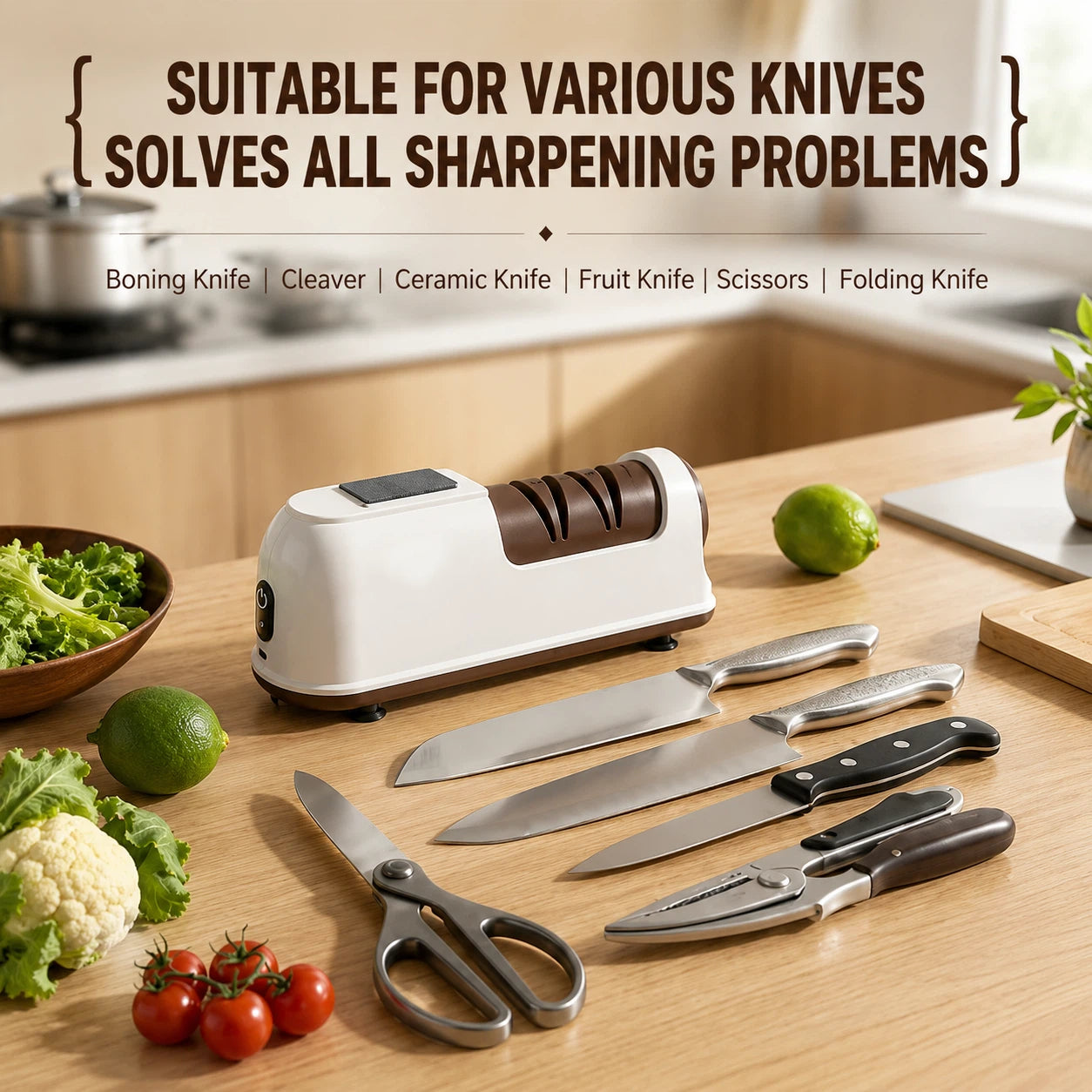 TYIIPLUS™ Rechargeable Diamond Knife Sharpener – 3-Stage Diamond Sharpening System