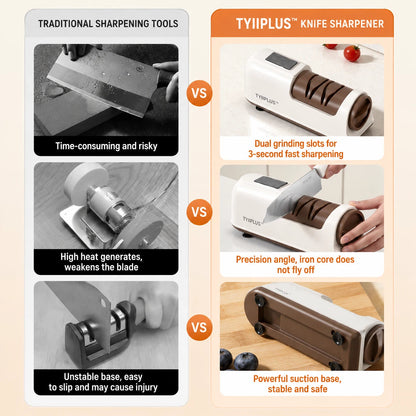 TYIIPLUS™ Rechargeable Diamond Knife Sharpener – 3-Stage Diamond Sharpening System