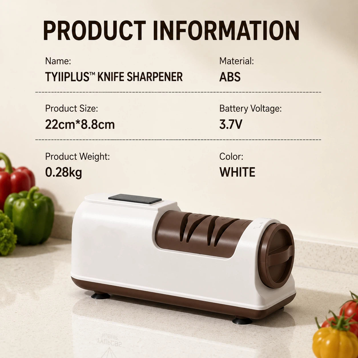 TYIIPLUS™ Rechargeable Diamond Knife Sharpener – 3-Stage Diamond Sharpening System