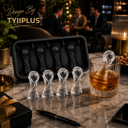 TYIIPLUS™ 4-Cavity Soccer Champion Trophy Ice Mold – Premium Silicone Whiskey Ice Cube Tray