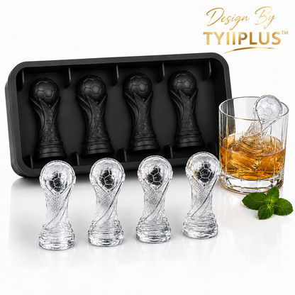 TYIIPLUS™ 4-Cavity Soccer Champion Trophy Ice Mold – Premium Silicone Whiskey Ice Cube Tray