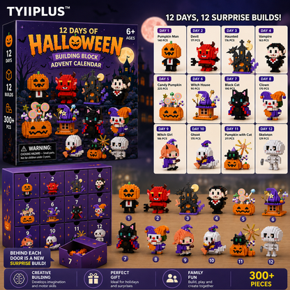 TYIIPLUS™ Halloween Building Block Advent Calendar – 12 Days, 12 Surprise Builds
