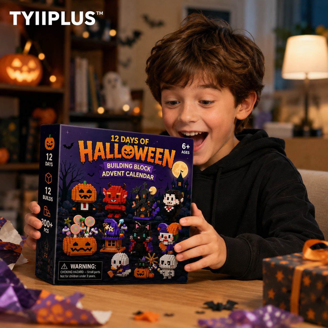 TYIIPLUS™ Halloween Building Block Advent Calendar – 12 Days, 12 Surprise Builds