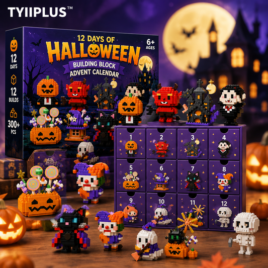 TYIIPLUS™ Halloween Building Block Advent Calendar – 12 Days, 12 Surprise Builds