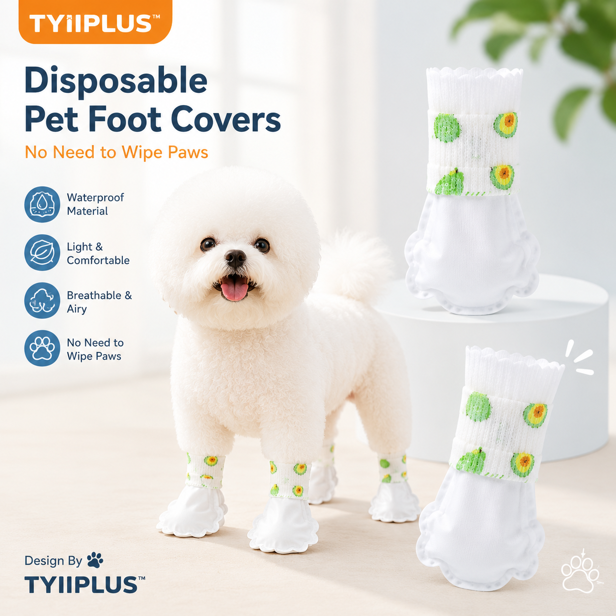 TYIIPLUS™ 20PCS Waterproof Disposable Dog Booties – Non-Reusable Paw Covers for Outdoor Walks, Rainy Days & Muddy Paws