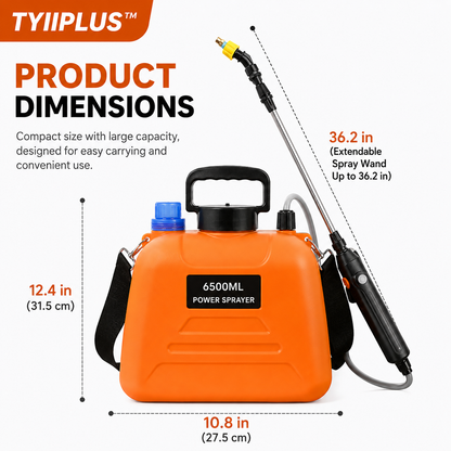 TYIIPLUS™ 6.5L Electric Backpack Sprayer – 4 Spray Modes, Extendable Wand & Long-Lasting Rechargeable Battery