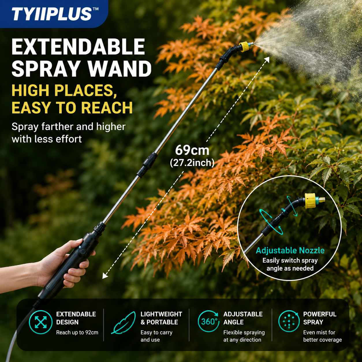 TYIIPLUS™ 6.5L Electric Backpack Sprayer – 4 Spray Modes, Extendable Wand & Long-Lasting Rechargeable Battery
