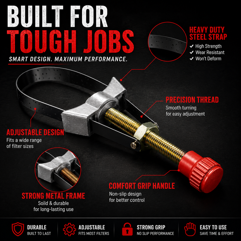 New Adjustable Steel Band Oil Filter Wrench