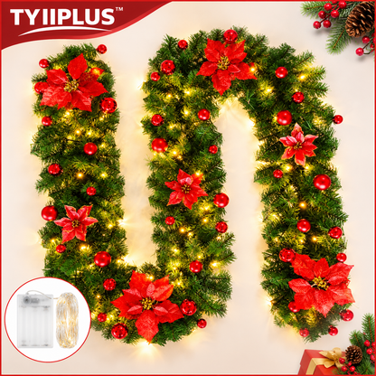 TYIIPLUS™ 2.7M Pre-Lit Christmas Garland with LED Lights