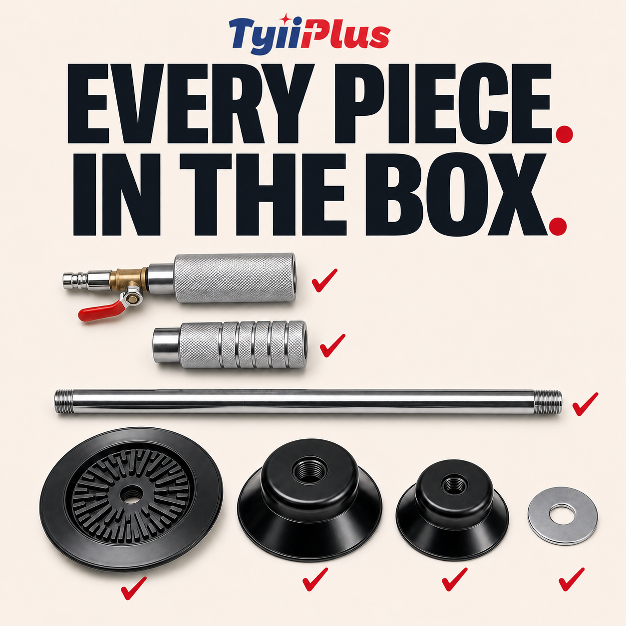 TYIIPLUS™ Pneumatic Dent Puller Kit with 3 Suction Cups (3.2", 4.7", 6.1") | 23.2" Paint-Safe Auto Body Dent Repair Tool for Cars & Light Trucks
