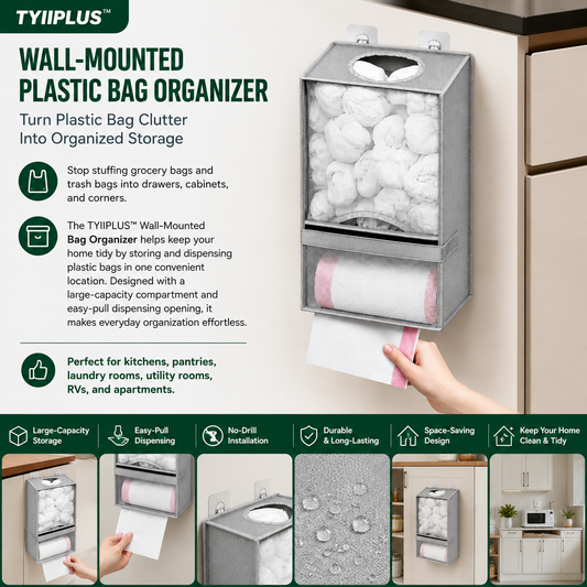 TYIIPLUS™ Wall-Mounted Plastic Bag Organizer & Trash Bag Dispenser