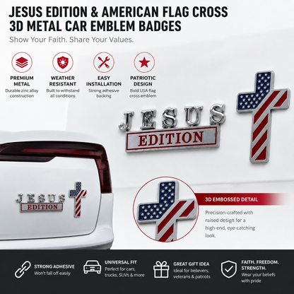 Blessed Jesus Edition Cross Car Emblem Metal Badge