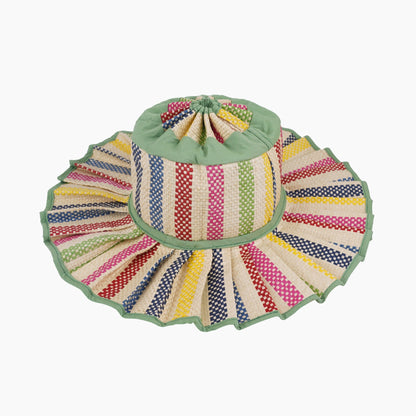 Handmade Foldable Straw Sun Hat for Women – UPF 50+ Wide Brim Pleated Beach Hat with Ponytail Opening & Packable Roll-Up Design