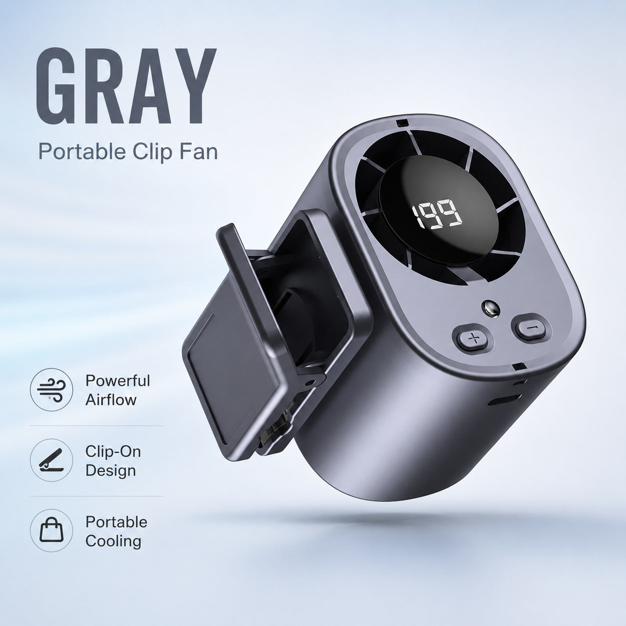 ❄️TYIIPLUS™ 199-Speed USB Rechargeable Clip-On Fan – Portable, Strong Clamp, Long-Lasting Battery for Car, Desk & Travel