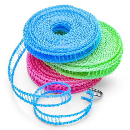 5M Windproof Anti-Slip Portable Clothesline with Hooks