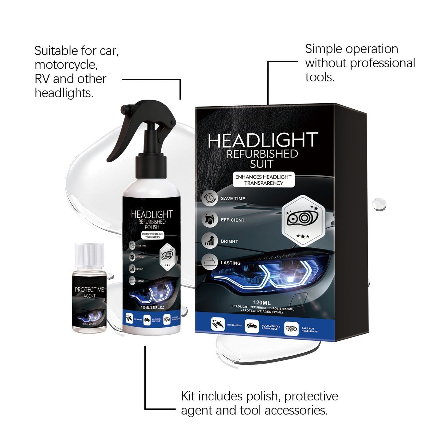 Premium 3-Step Ceramic Headlight Restoration Kit