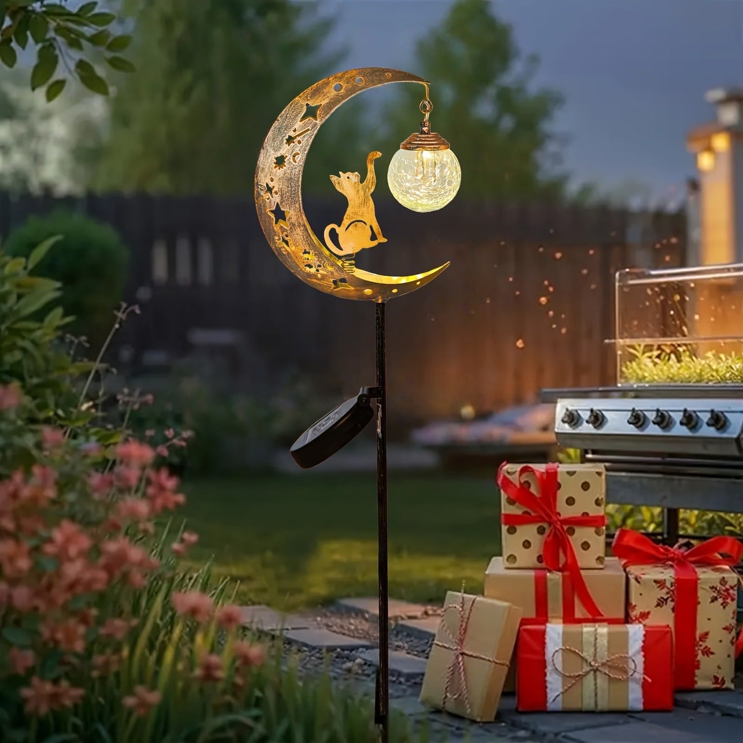 Solar Hummingbird Moon Garden Light – Decorative Outdoor Stake Lantern🌙