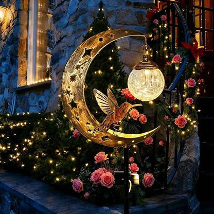 Solar Hummingbird Moon Garden Light – Decorative Outdoor Stake Lantern🌙
