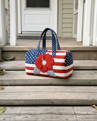 TYIIPLUS™ Handmade Quilted USA Tote Bag – Patriotic Stars & Stripes Travel Bag