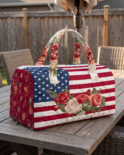TYIIPLUS™ Handmade Quilted USA Tote Bag – Patriotic Stars & Stripes Travel Bag