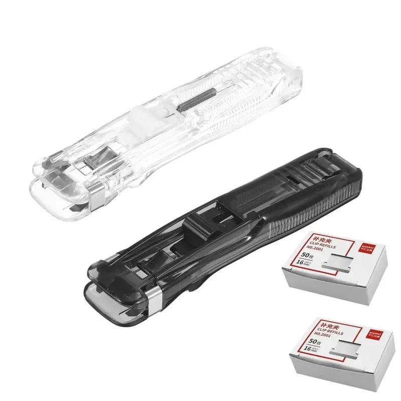 📎 Portable Binder Clip Stapler + 100 Clips – Non-Destructive Paper Clamp Dispenser for Office, Home & School 🏫✏️