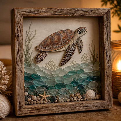 💝Coastal Lighthouse Sea Glass Shadow Box Night Light