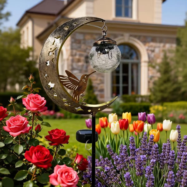 Solar Hummingbird Moon Garden Light – Decorative Outdoor Stake Lantern🌙
