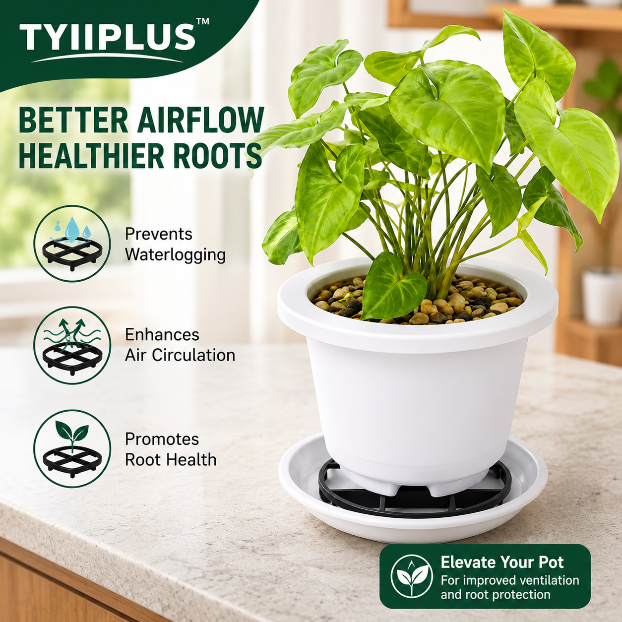 TYIIPLUS™ Plant Pot Riser Stand for Better Drainage & Healthy Roots