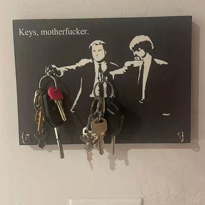 Cinematic "Where Are Your Keys?" Wall Key Holder, Wood Mounted Wall Art