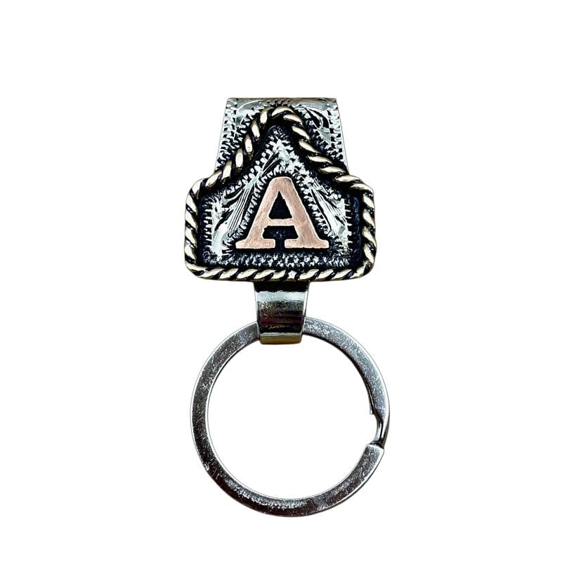 Handmade Cow Tag Belt  Key Holder with Custom Initial