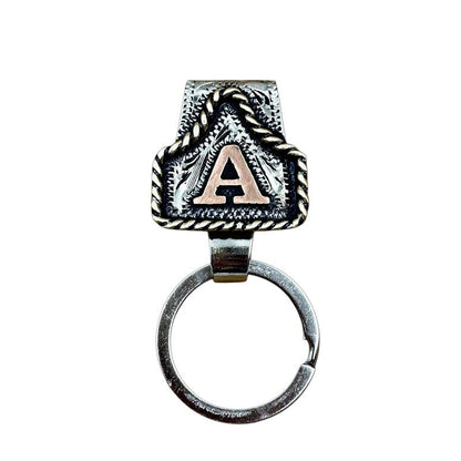 Handmade Cow Tag Belt  Key Holder with Custom Initial