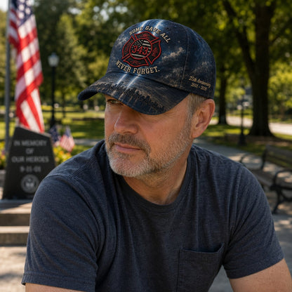 Never Forget 343 Memorial Cap – Embroidered Tribute Design🧢(Breathable & Lightweight Comfort & Unisex Fit)