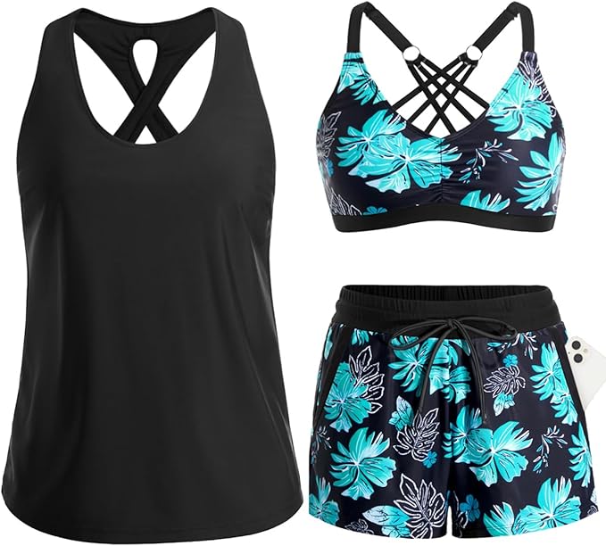 Tyiiplus™ 3 Piece Tankini with Shorts