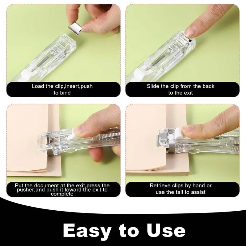 📎 Portable Binder Clip Stapler + 100 Clips – Non-Destructive Paper Clamp Dispenser for Office, Home & School 🏫✏️