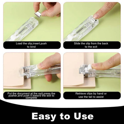 📎 Portable Binder Clip Stapler + 100 Clips – Non-Destructive Paper Clamp Dispenser for Office, Home & School 🏫✏️