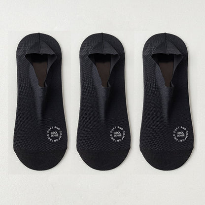 3-Pair Invisible Grip Socks Pack 🧦Breathable | Low-Cut | Anti-Slip | Sweat-Absorbing